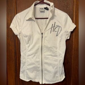 Women’s Bright White Zip Up shirt